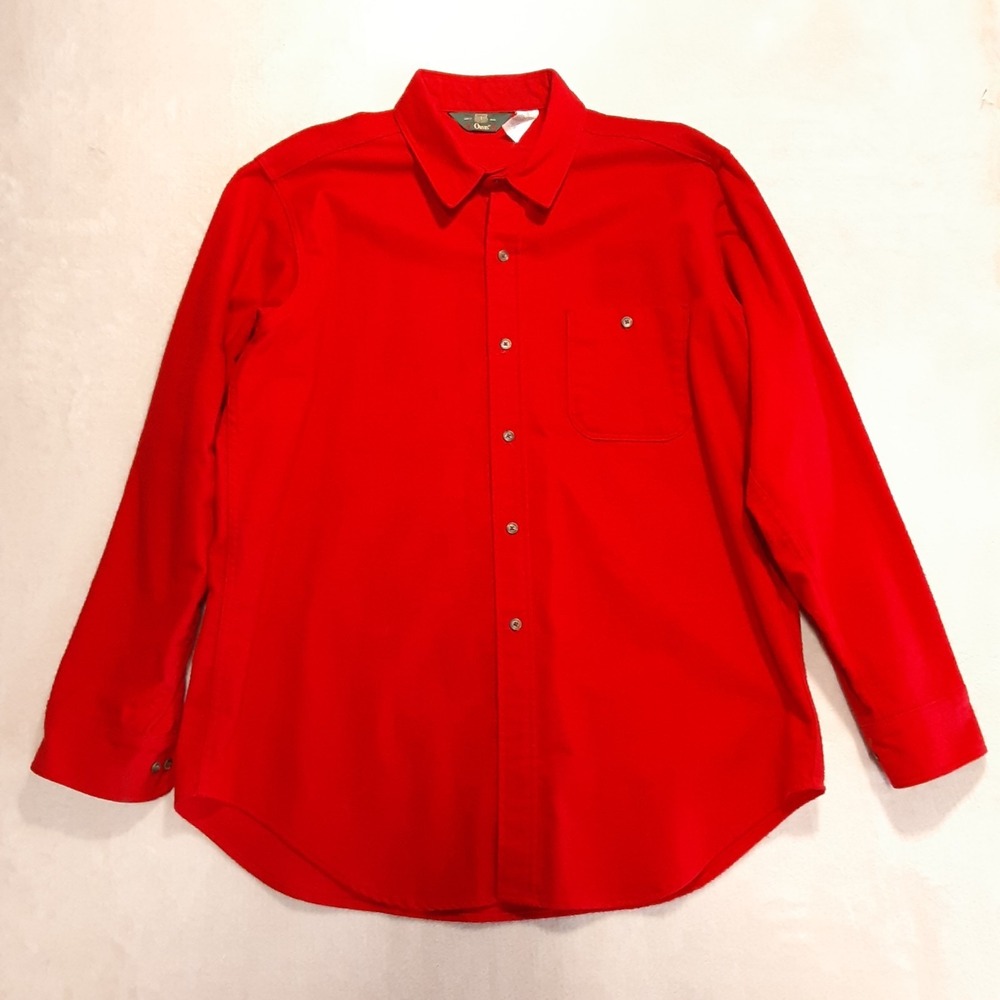 Orvis Mens 90's Vintage Heavy Cotton Flannel Over Shirt XL Red Made In USA